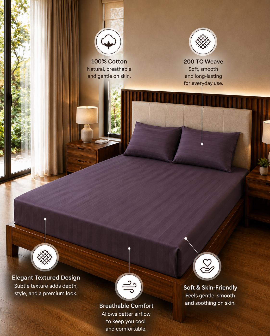 Premium Super King Size Cotton Bedsheet Set